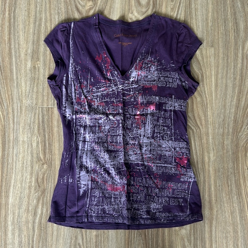 Calvin Klein Purple Vneck Short Sleeve